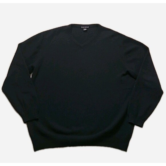 Mark Shale Cashmere Blend Sweater Mens 2XLT Black V-Neck Preppy Dad Sweater - Picture 7 of 13